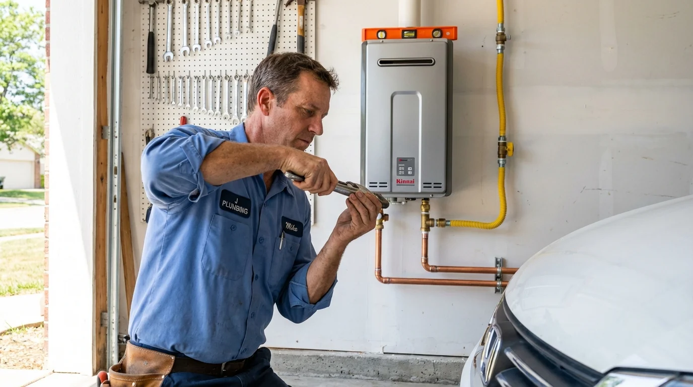 Tankless water heater installation by a Johns Plumbing LLC plumber in Strong